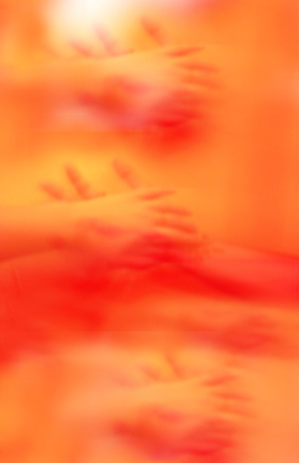 picture of hands, orange, blurred